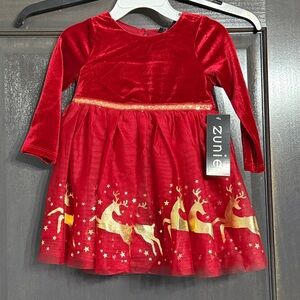 Zunie red velvet Holiday‎ Dress NWT 18 m
